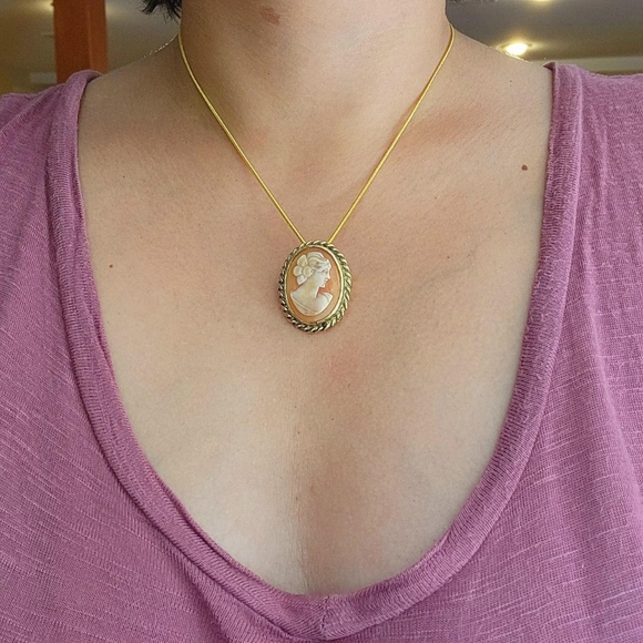 Vintage Classic Cameo Necklace and Boucher Brooch Pin - Picture 4 of 5